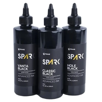Spark عالي الجودة نموذج Deep Black Tattoo Ink 3 Series Classic Black/Hole Black/Vanta Black Deriming Tattooing