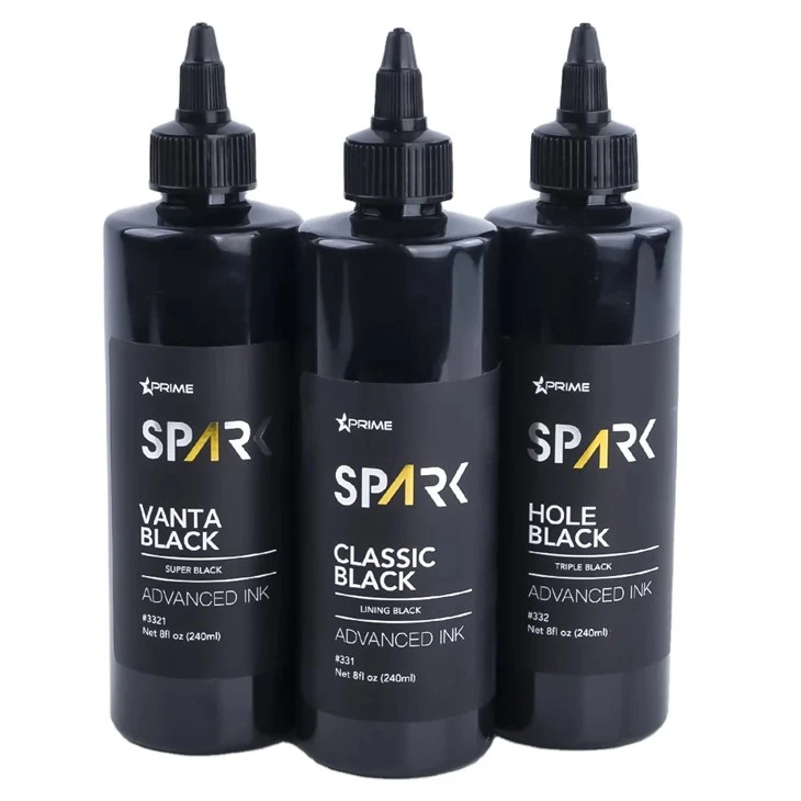 Spark عالي الجودة نموذج Deep Black Tattoo Ink 3 Series Classic Black/Hole Black/Vanta Black Deriming Tattooing