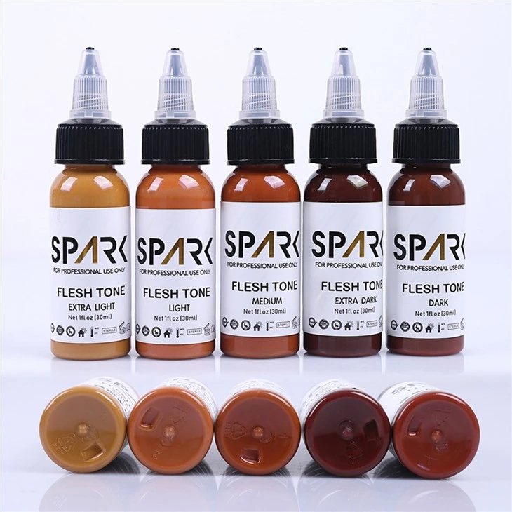 Spark Tattoo Ink 1OZ 5 Pieces Skin Color Set For Cover Ups Blending Cosmetic Tattoos