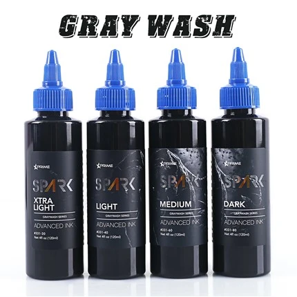 مجموعة زجاجات حبر الوشم Spark Graywash - 4 أونصة