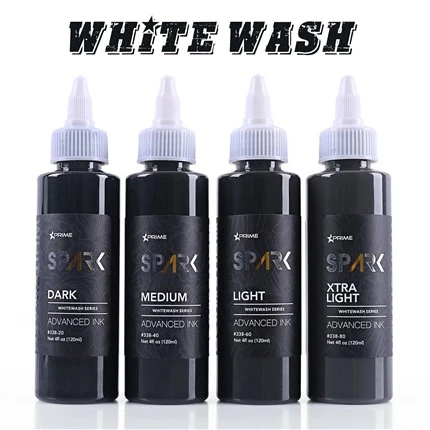 مجموعة زجاجات حبر الوشم Whitewash - 4 من نوع Spark Whitewash