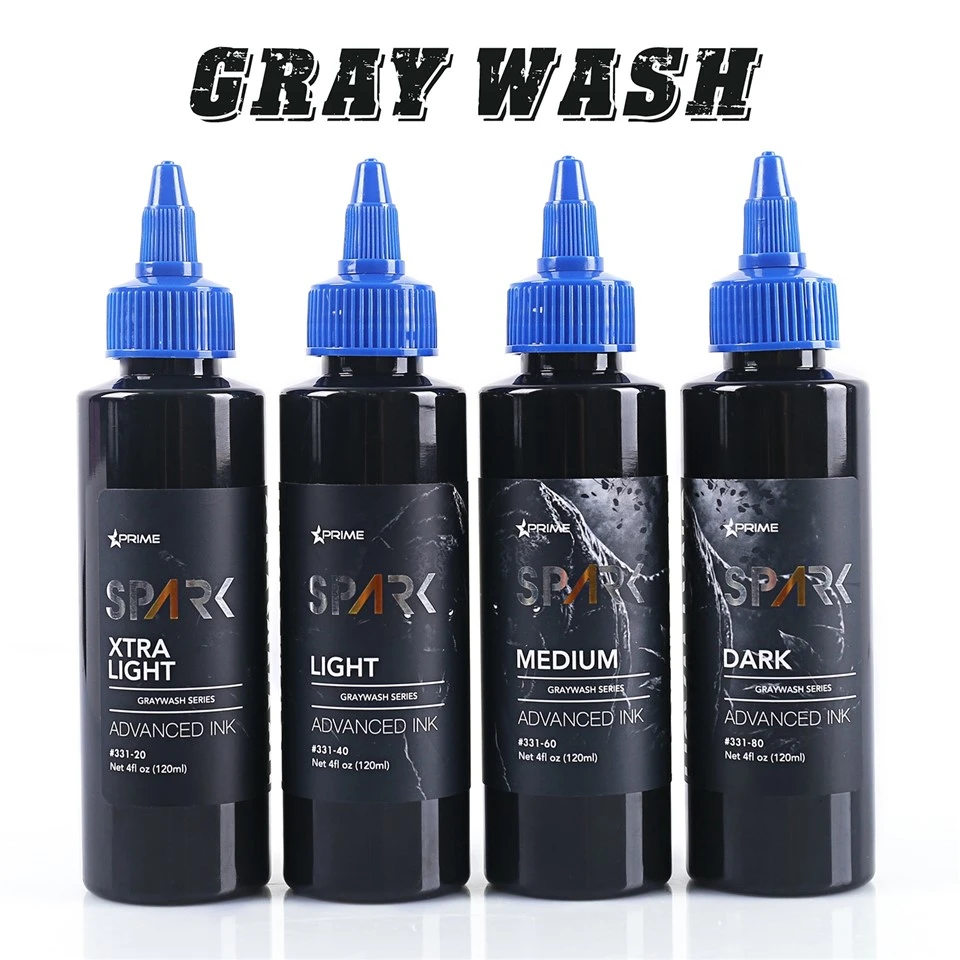 مجموعة زجاجات حبر الوشم Spark Graywash - 4 أونصة
