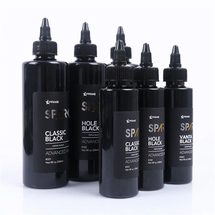 مجموعة حبر الوشم الثلاثي الأسود 8OZ Hole Black Black Ink Series Spark Tattoo Ink Tattoo Ink